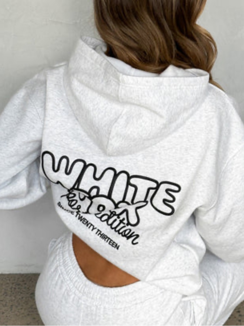 RARE White Fox Boutique Set Hoodie and Sweatpants S/M Frosted Grey Sweat Sport - Picture 2 of 6